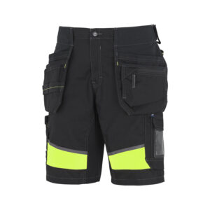SHORTS NORDIC I STRETCH MED SYNLIGHETSDETALJER SVART/GUL